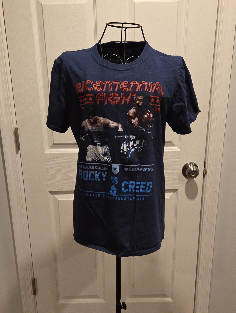 Funko Navy Rocky vs Creed Bicentennial Fight Tee with Red & Blue Graphics